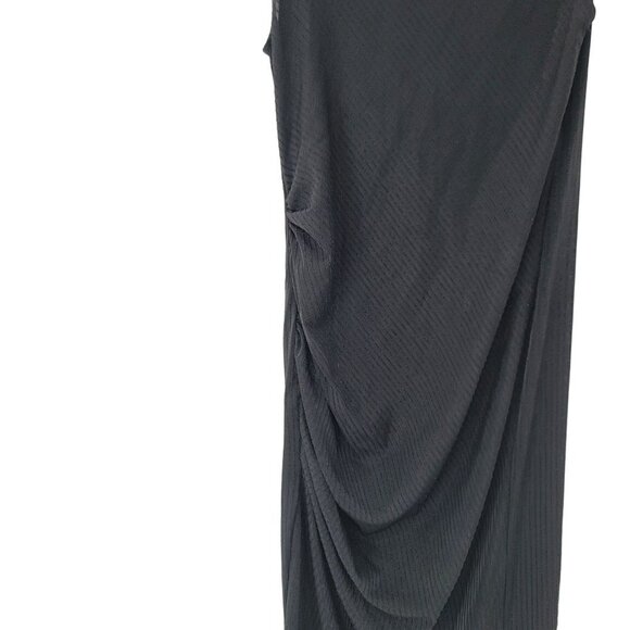 Zara Black Dress Beaded Sleeveless Trafaluc Womens Size Small Runched Maxi - Picture 4 of 6